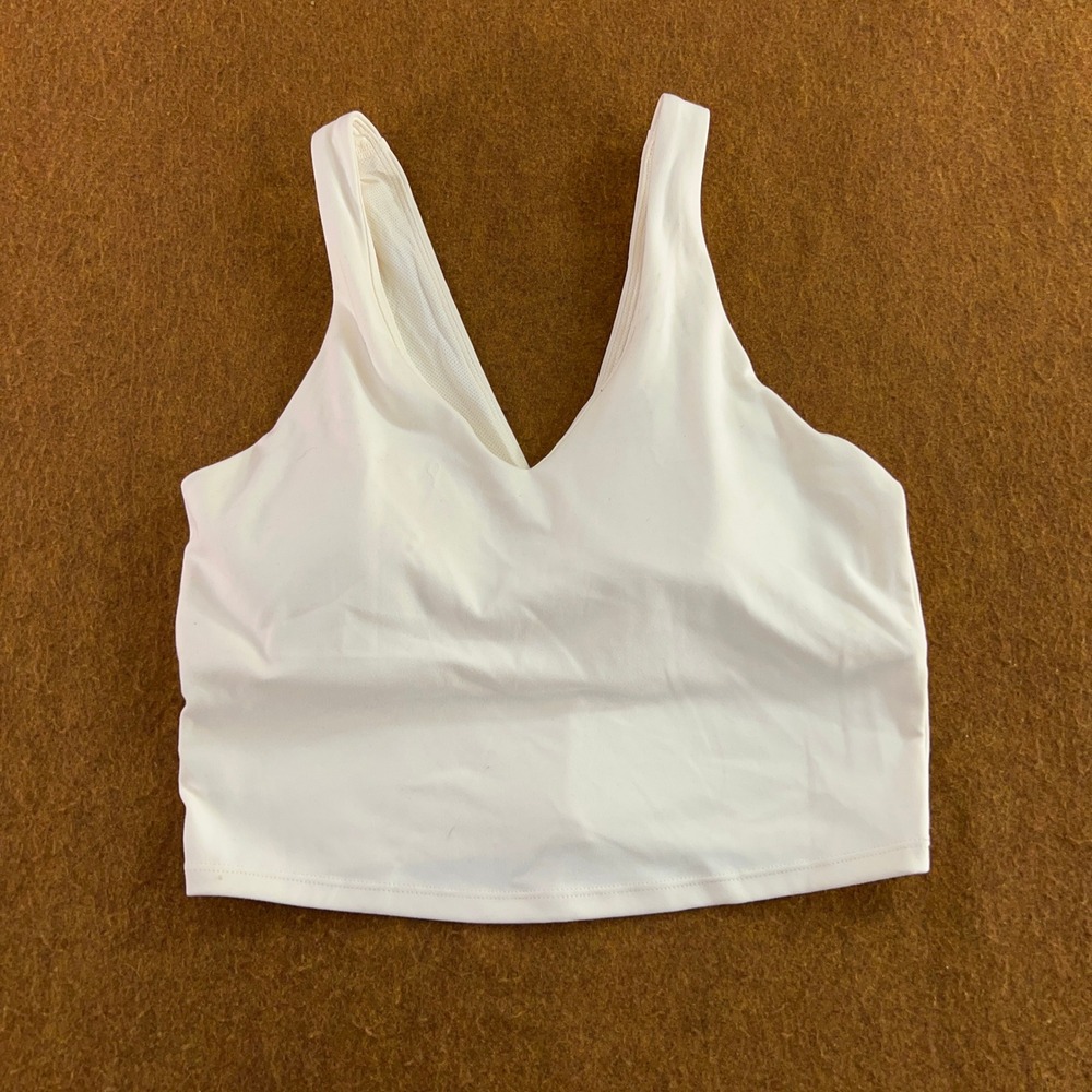 All in Motion Womens Medium White V-Neck Activewear Crop Tank Top New *Flaw